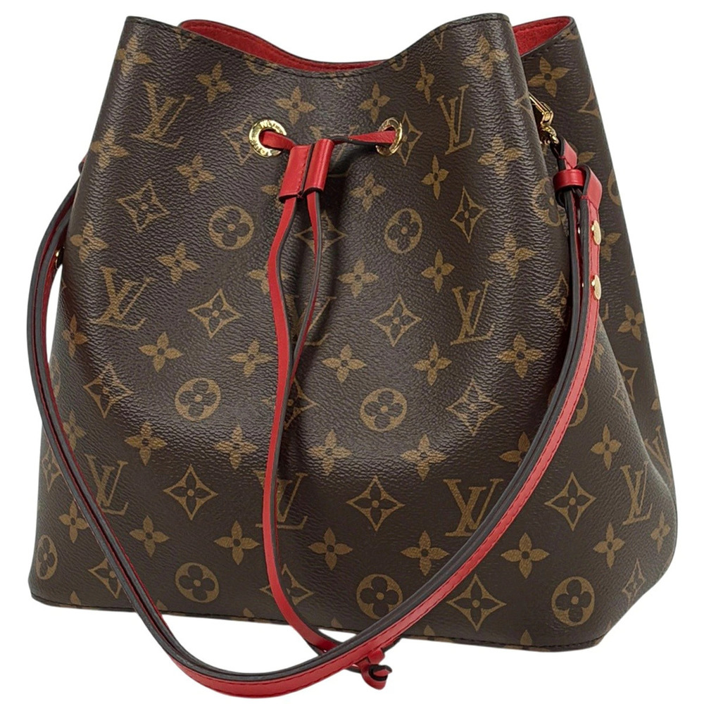 Louis Vuitton Neo Noe drawstring shoulder bag Monogram Coquelicot red brown